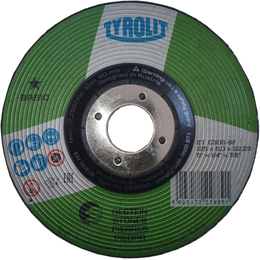 Disc abraziv pentru fontă și piatră 125 × 6 × 22,2 mm