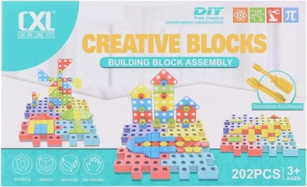 Set de construcție din plastic cu șuruburi, 202 piese