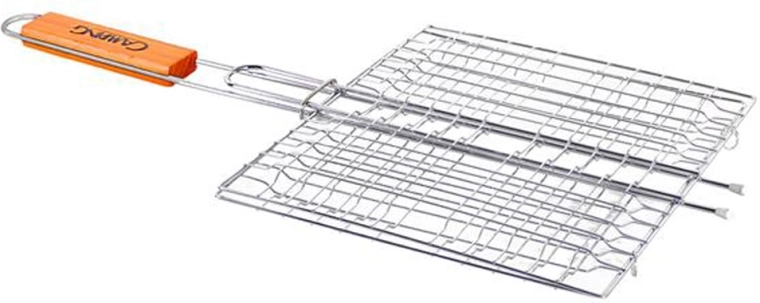Grătar de camping Toro cu mâner din lemn 28 × 27 cm