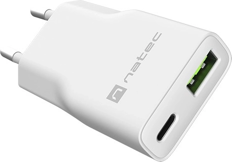 Natec Ribera GaN Slim încărcător de rețea 20 W USB-C + USB-A