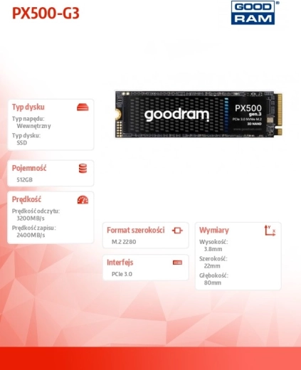 SSD GOODRAM PX500-G3 512 GB M.2 PCIe 3.0 x4 NVMe 2280