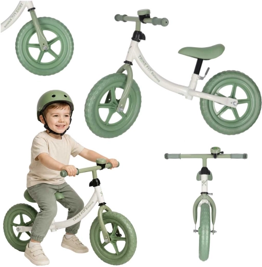 Bicicletă de echilibru Trike Fix cu clopoțel verde