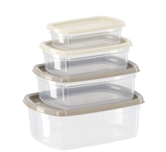 Set de recipiente din plastic pentru alimente, 4 buc – 0,25 l, 0,5 l, 0,75 l, 1,2 l