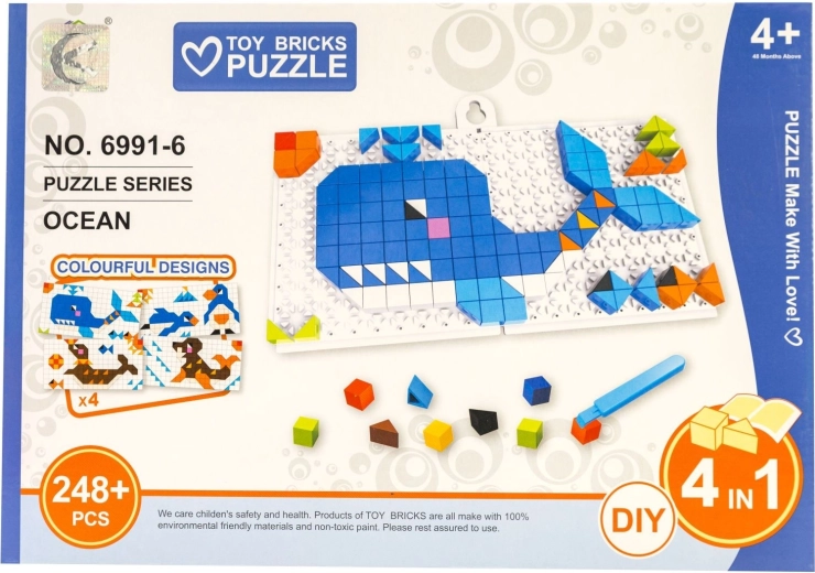 Puzzle pentru copii 4 în 1 animale marine 248 piese