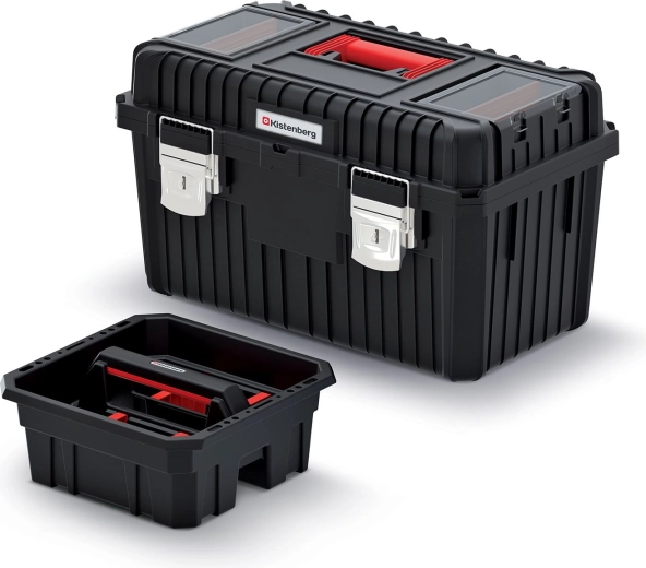 Cutie pentru unelte cu încuietori metalice HEAVY 585 × 360 × 337 mm, neagră