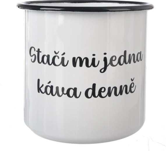 Cană emailată „O cafea” 1 l, albă