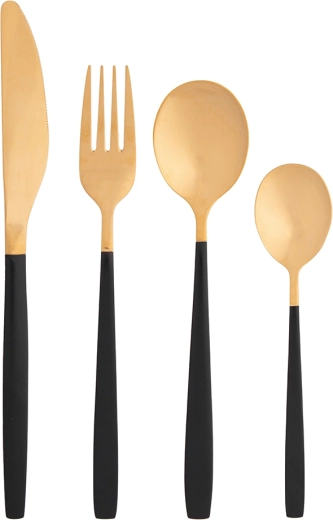 Set de tacâmuri Noble gold black 24 piese în cutie cadou