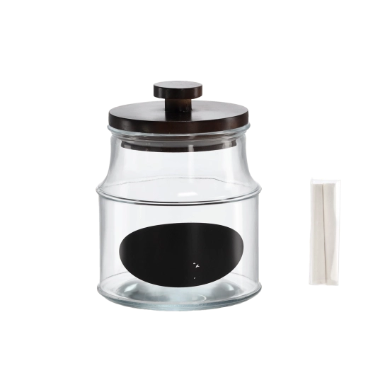 Borcan de 1,9 l cu capac din lemn, etichetă și cretă