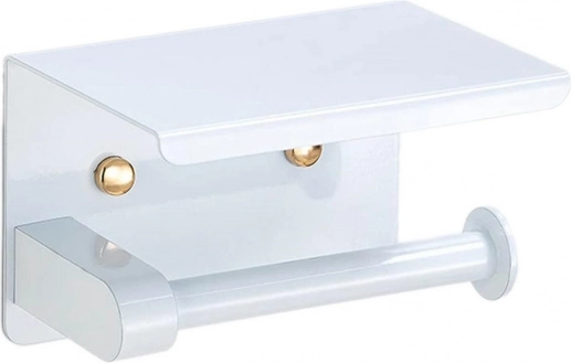 Suport de hârtie igienică alb cu poliță