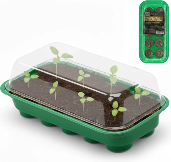 Set pentru germinare cu mini-seră și 10 tablete de turbă