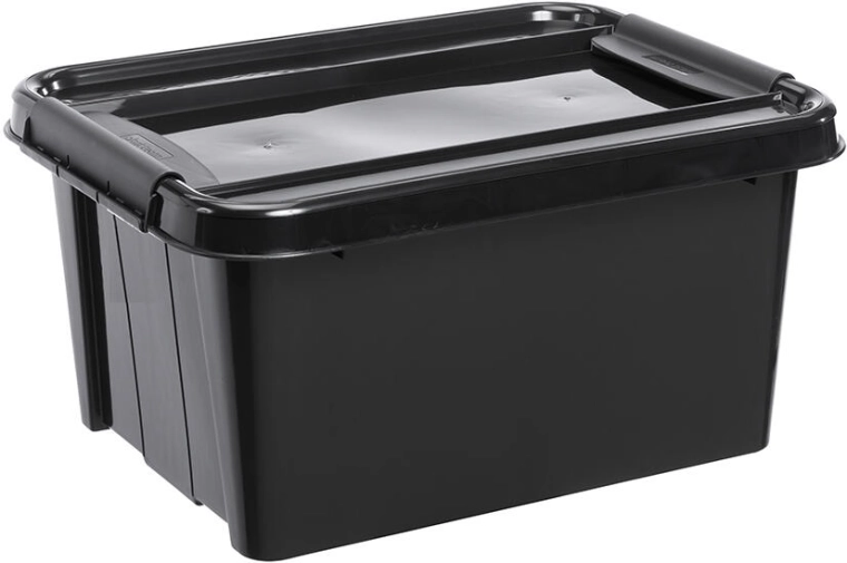 cutie de depozitare cu capac 32 l din plastic reciclat, negru