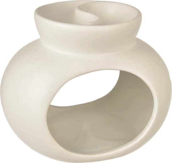 Lampă aromatică din ceramică albă, cu bol compartimentat