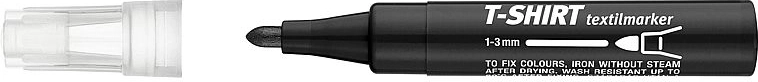 Marker pentru textile negru cu vârf rotund 1–3 mm