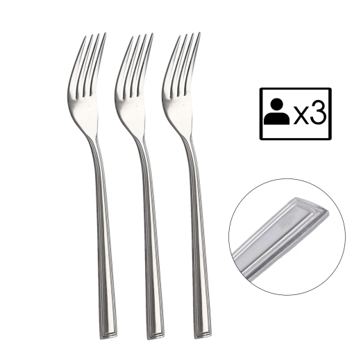 Set de 3 furculițe Milano din oțel inoxidabil
