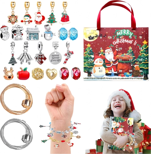 Calendar advent cu brățară și pandantive pentru creații DIY - 1 bucată
