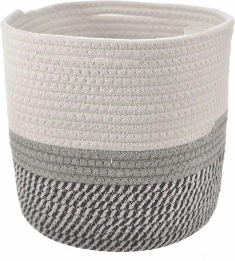 Coș mare de depozitare din bumbac alb/albastru 24 × 24 × 20 cm