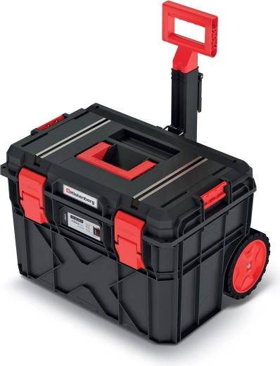 Ladă pentru scule cu roți de transport X‑BLOCK TECH 546 × 380 × 400 mm – negru