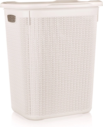 Coș pentru rufe murdare din ratan 50 l, crem