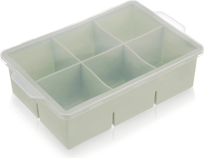 Formă din silicon pentru cuburi de gheață XXL cu capac, verde 18,5 × 12 × 5 cm