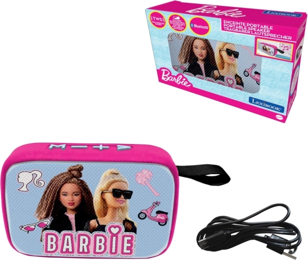 Boxă portabilă Bluetooth LEXIBOOK Barbie cu suprafață textilă