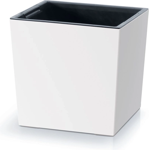 Ghiveci Urbi Square Low cu inserție 24 cm – alb