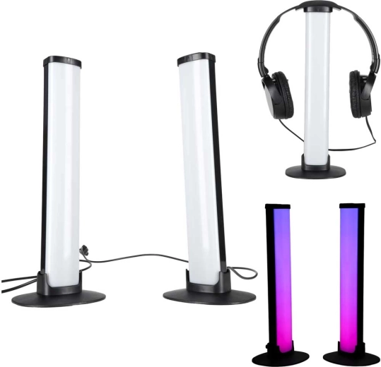 Stâlpi luminoși LED RGB pentru gaming, cu telecomandă (2 buc.)