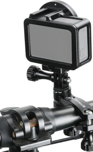 Suport din aluminiu Puluz pentru ghidon pentru cameră de acțiune cu rotație 360° (negru) - 1 bucată