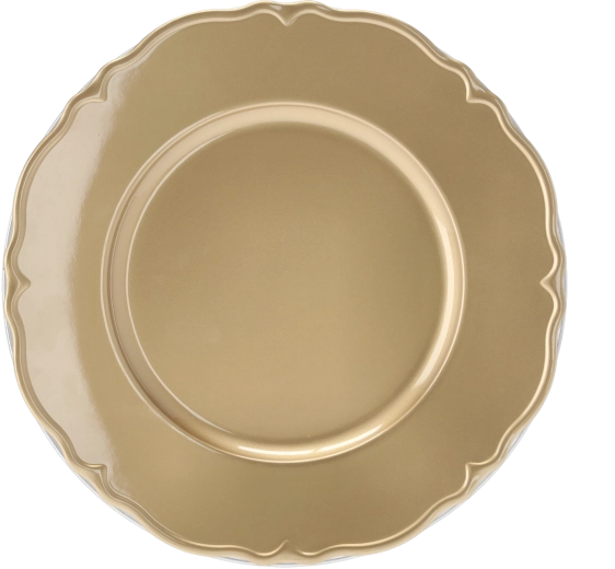 Farfurie decorativă aurie pentru suport 33 cm cu margine în relief