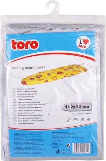Husă pentru masă de călcat TORO cu suprafață antiaderentă din teflon 32 × 112 cm