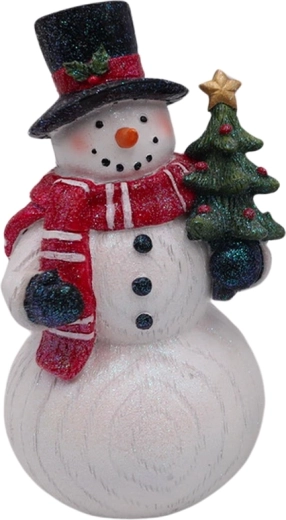 Decorațiune din lemn – om de zăpadă cu brăduț