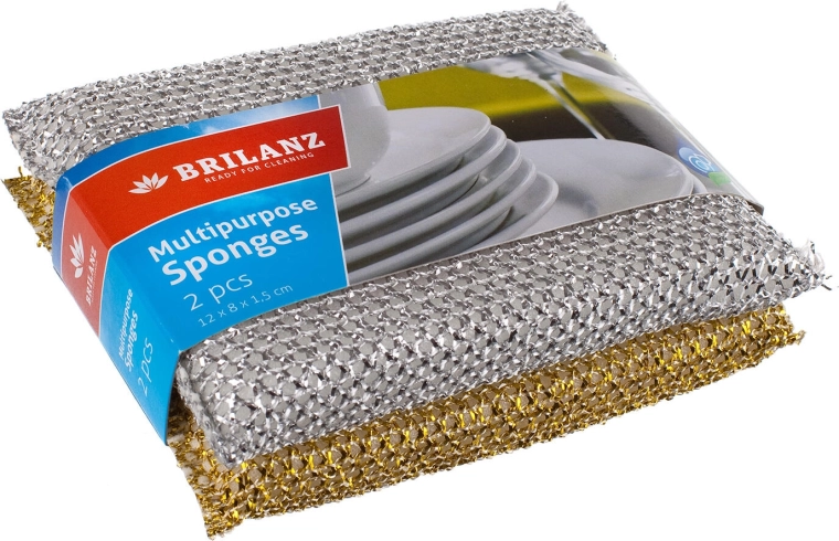 Burete multifuncțional pentru vase 12 × 8 cm, mix auriu și argintiu, 2 buc