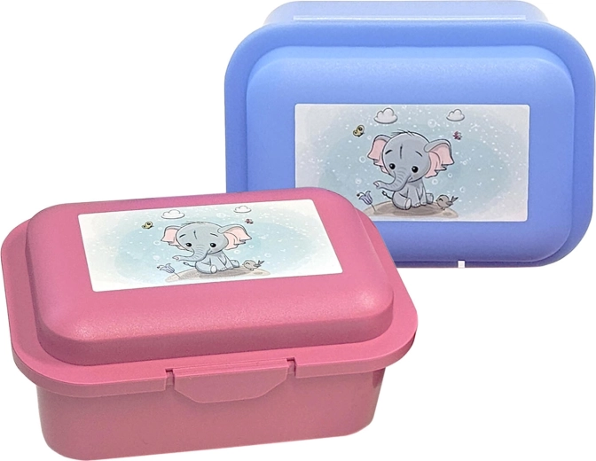Cutie de gustare cu pui de elefant, din plastic, mix de culori