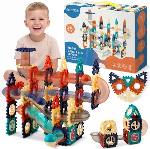 Pistă de bile de construcție Ricokids cu tobogan