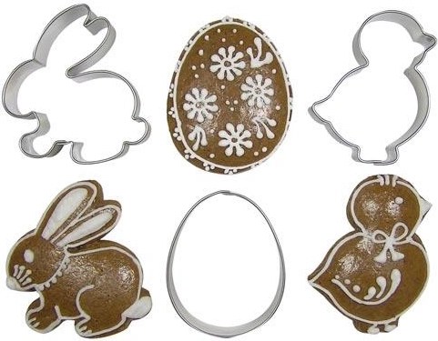 Set de forme de tăiat din oțel inoxidabil Paște – ou, pui și iepure