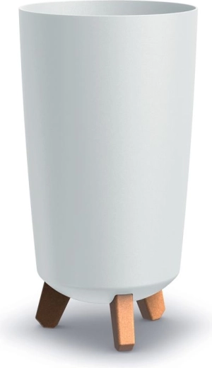 Ghiveci alb pe picioare Gracia Tubus Slim 19,5 cm
