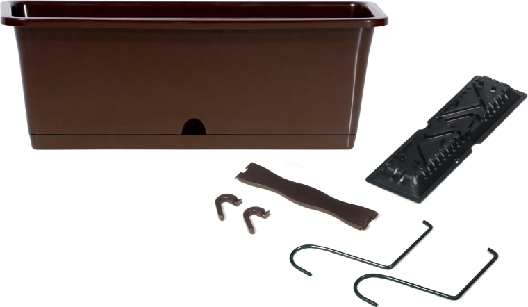 Ghiveci de balcon cu cârlige 40 cm, maro