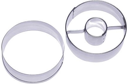 Set de decupatoare din inox pentru prăjituri, cerc cu orificiu central 3,5 cm – set din 2 piese