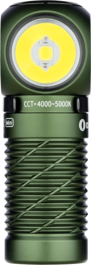Lanternă frontală și EDC OLIGHT Perun 2 Mini OD Green cu lumină roșie