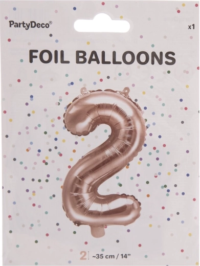 Balon din folie numărul 2, roz perlat, 35 cm