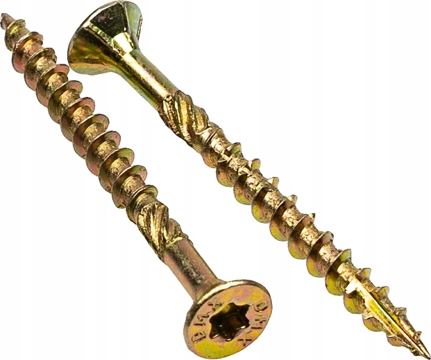 Șurub dulgheresc cu cap înecat 6,0 × 80 mm TX30, zincat galben (200 buc.)
