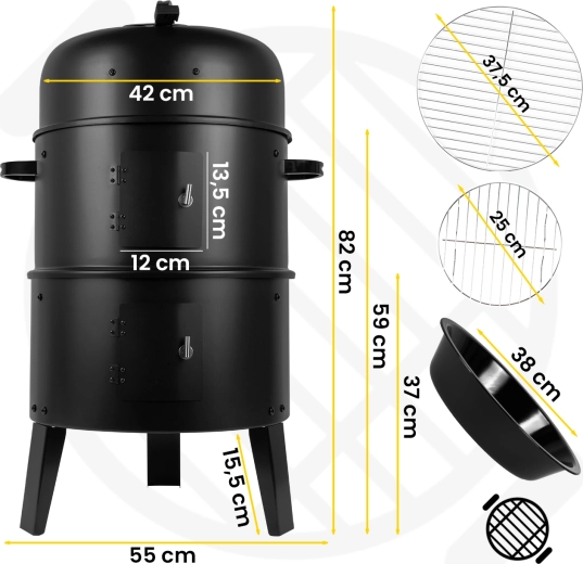 Curron SmokeHouse GM8000 grătar de grădină cu afumătoare și termometru