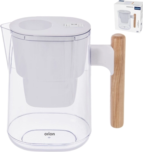 Orion cană filtrantă Whiteline 3 l albă cu decor din lemn