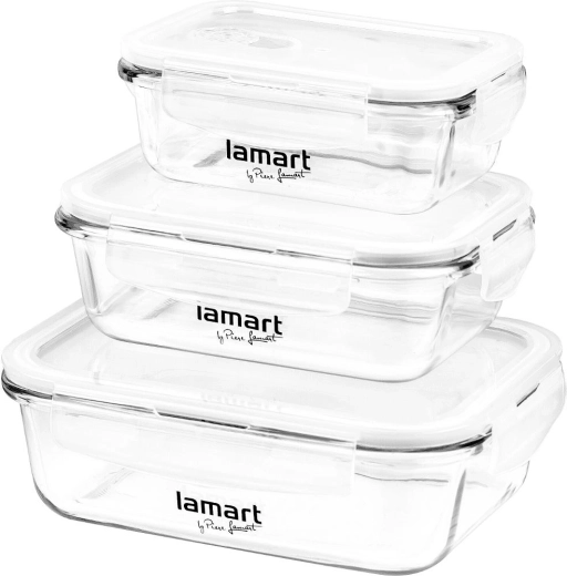 Lamart Air set de 3 recipiente dreptunghiulare din sticlă