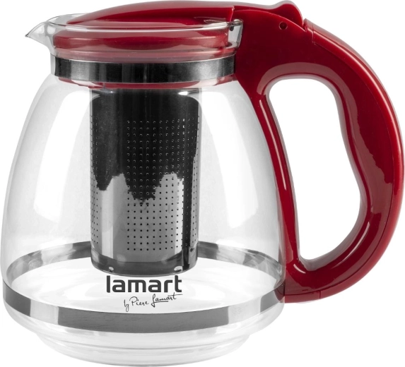 Cană de ceai din sticlă Lamart Verre 1,5 l, roșie