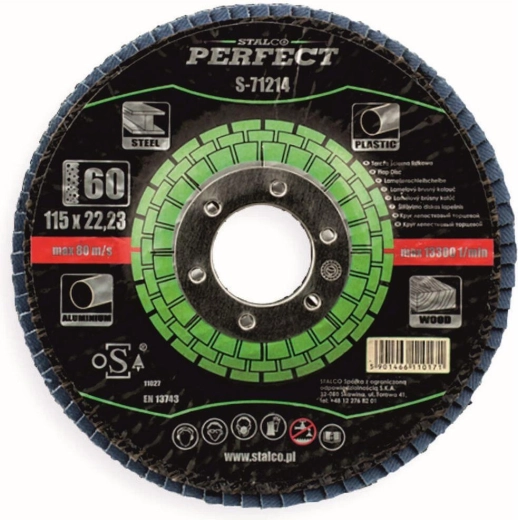 Disc lamelar Stalco din corindon 125 × 22,23 mm granulație 60