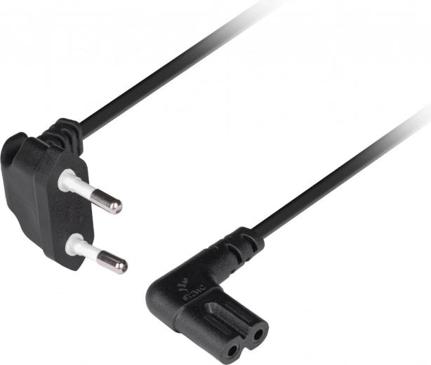 Lanberg cablu de alimentare Euro (CEE 7/16) la IEC 320 C7, unghiular, 1,8 m, negru