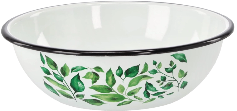 Bol emailat 2,5 l cu motiv ficus, alb, 24,5 cm