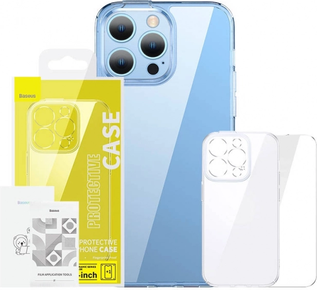 Carcasă transparentă și sticlă securizată pentru iPhone 14 Plus Baseus SuperCeramic