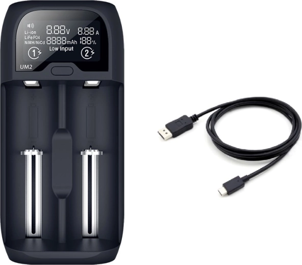 Încărcător inteligent Solight pentru baterii Li-Ion/LiFePO4/Ni-MH/Ni-Cd cu afișaj LCD, 2 canale, 2000 mA