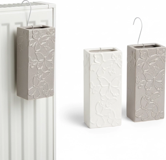 Umidificator ceramic pentru calorifer cu motiv fluturi, mix de culori, set 6 bucăți